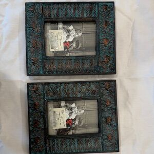 Vintage-Style Turquoise and Brown Photo Frames